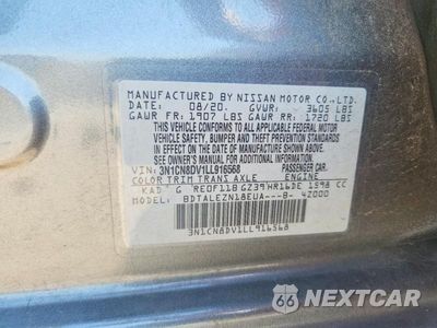 Zdjęcie 12 z 12 samochodu: 2020 NISSAN VERSA S VIN:3N1CN8DV1LL916568 - miniatura