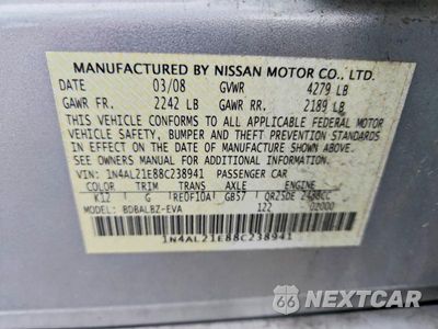 Zdjęcie 12 z 12 samochodu: 2008 NISSAN ALTIMA 2.5 VIN:1N4AL21E88C238941 - miniatura