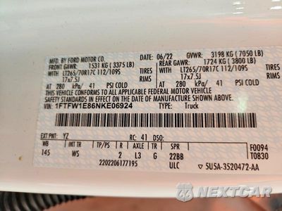 Zdjęcie 12 z 12 samochodu: 2022 FORD F150 SUPERCREW VIN:1FTFW1E86NKE06924 - miniatura