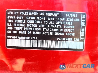 Zdjęcie 12 z 12 samochodu: 2015 VOLKSWAGEN CC SPORT VIN:WVWBP7AN6FE812762 - miniatura