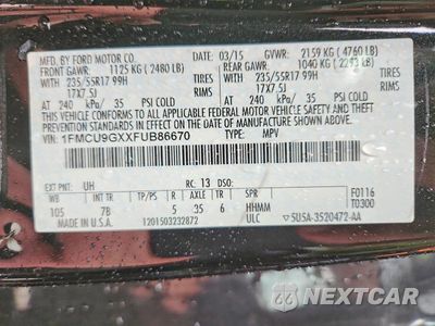 Zdjęcie 13 z 13 samochodu: 2015 FORD ESCAPE SE VIN:1FMCU9GXXFUB86670 - miniatura