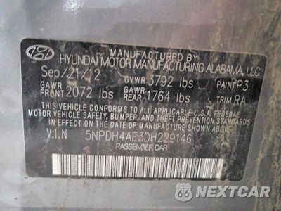 Zdjęcie 12 z 12 samochodu: 2013 HYUNDAI ELANTRA GLS VIN:5NPDH4AE3DH229146 - miniatura