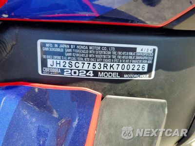 Zdjęcie 8 z 8 samochodu: 2024 HONDA CBR1000 RA VIN:JH2SC7753RK700226 - miniatura