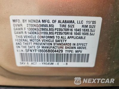 Zdjęcie 13 z 13 samochodu: 2006 HONDA PILOT EX VIN:5FNYF18606B004429 - miniatura