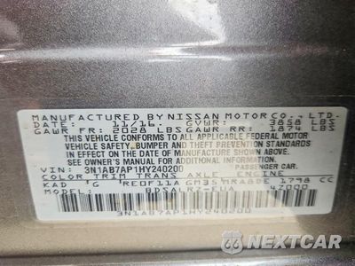 Zdjęcie 12 z 12 samochodu: 2017 NISSAN SENTRA SR VIN:3N1AB7AP1HY240200 - miniatura