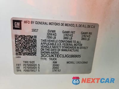 Zdjęcie 13 z 13 samochodu: 2018 CHEVROLET SILVERADO K1500 HIGH COUNTRY VIN:3GCUKTEC1JG186905 - miniatura
