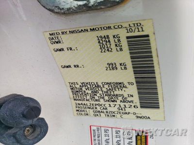 Zdjęcie 12 z 12 samochodu: 2012 NISSAN ALTIMA 2.5 S VIN:1N4AL2EP0CC171126 - miniatura