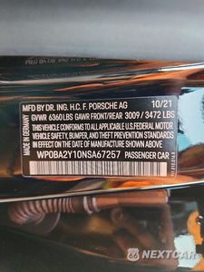 Zdjęcie 12 z 12 samochodu: 2022 PORSCHE TAYCAN CROSS TURISMO 4 VIN:WP0BA2Y10NSA67257 - miniatura
