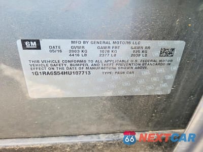 Zdjęcie 12 z 12 samochodu: 2017 CHEVROLET VOLT LT VIN:1G1RA6S54HU107713 - miniatura