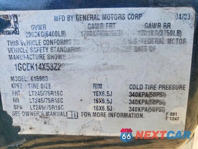 Zdjęcie 12 z 12 samochodu: 2003 CHEVROLET SILVERADO K1500 VIN:1GCEK14X53Z297991 - miniatura