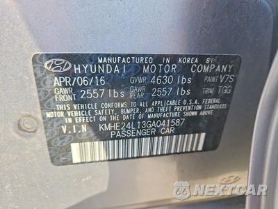 Zdjęcie 12 z 12 samochodu: 2016 HYUNDAI SONATA HYBRID SE VIN:KMHE24L13GA041587 - miniatura