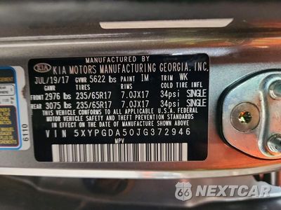 Zdjęcie 14 z 14 samochodu: 2018 KIA SORENTO LX V6 VIN:5XYPGDA50JG372946 - miniatura