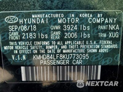 Zdjęcie 13 z 13 samochodu: 2019 HYUNDAI ELANTRA SEL VIN:KMHD84LF8KU773095 - miniatura