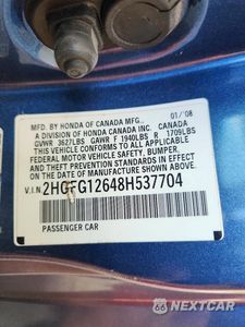 Zdjęcie 12 z 12 samochodu: 2008 HONDA CIVIC LX VIN:2HGFG12648H537704 - miniatura