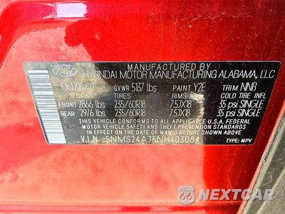 Zdjęcie 13 z 14 samochodu: 2022 HYUNDAI SANTA FE SEL VIN:5NMS24AJ6NH403084 - miniatura