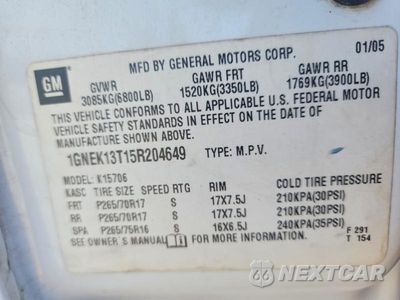 Zdjęcie 13 z 13 samochodu: 2005 CHEVROLET TAHOE K1500 VIN:1GNEK13T15R204649 - miniatura