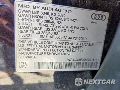Zdjęcie 12 z 12 samochodu: 2021 AUDI Q7 PREMIUM PLUS VIN:WA1LXAF70MD018171 - miniatura