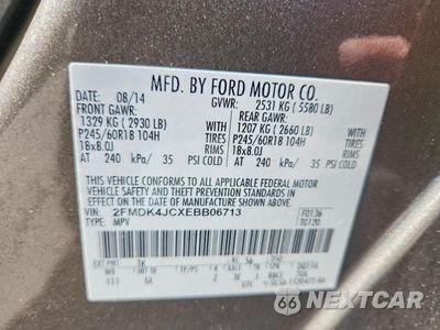 Zdjęcie 13 z 13 samochodu: 2014 FORD EDGE SEL VIN:2FMDK4JCXEBB06713 - miniatura