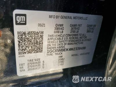 Zdjęcie 12 z 12 samochodu: 2021 CHEVROLET SILVERADO C1500 CUSTOM VIN:1GCRWBEK4MZ339499 - miniatura