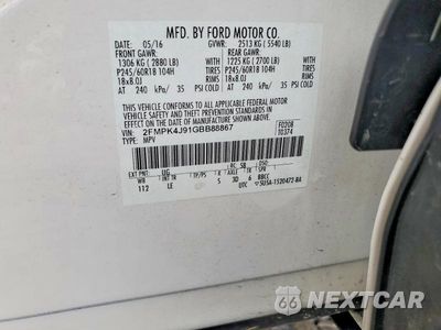 Zdjęcie 13 z 13 samochodu: 2016 FORD EDGE SEL VIN:2FMPK4J91GBB88867 - miniatura
