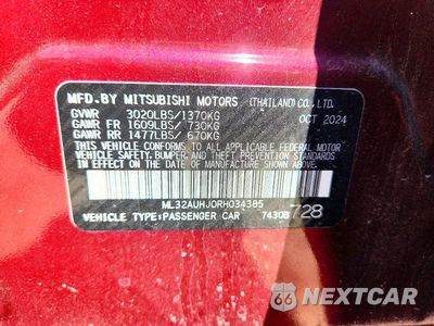 Zdjęcie 13 z 13 samochodu: 2024 MITSUBISHI MIRAGE ES VIN:ML32AUHJ0RH034385 - miniatura