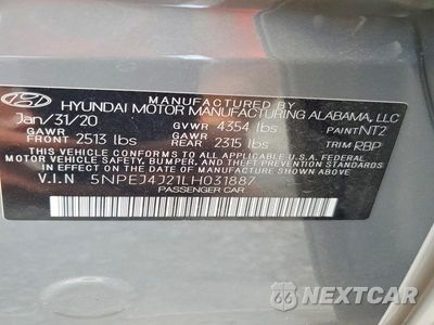 Zdjęcie 13 z 13 samochodu: 2020 HYUNDAI SONATA SEL PLUS VIN:5NPEJ4J21LH031887 - miniatura