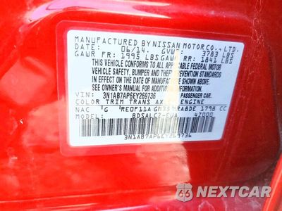 Zdjęcie 13 z 13 samochodu: 2014 NISSAN SENTRA S VIN:3N1AB7AP6EY269736 - miniatura