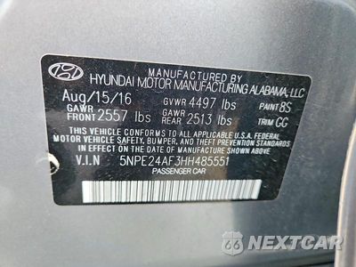 Zdjęcie 12 z 12 samochodu: 2017 HYUNDAI SONATA SE VIN:5NPE24AF3HH485551 - miniatura
