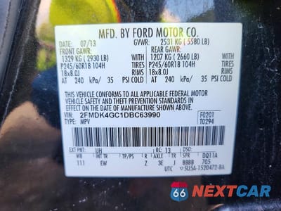 Zdjęcie 13 z 13 samochodu: 2013 FORD EDGE SE VIN:2FMDK4GC1DBC63990 - miniatura