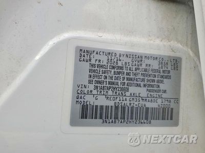Zdjęcie 12 z 12 samochodu: 2017 NISSAN SENTRA SR VIN:3N1AB7AP2HY236608 - miniatura