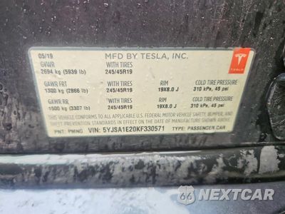 Zdjęcie 12 z 12 samochodu: 2019 TESLA MODEL S VIN:5YJSA1E20KF330571 - miniatura