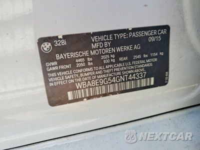 Zdjęcie 12 z 12 samochodu: 2016 BMW 328 I SULEV VIN:WBA8E9G54GNT44337 - miniatura