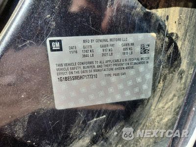 Zdjęcie 12 z 12 samochodu: 2017 CHEVROLET CRUZE LT VIN:1G1BE5SM5H7177310 - miniatura