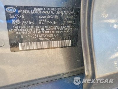 Zdjęcie 13 z 13 samochodu: 2019 HYUNDAI SONATA LIMITED VIN:5NPE34AF3KH815774 - miniatura