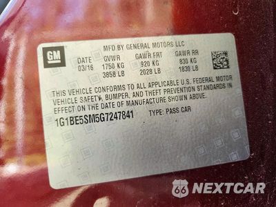 Zdjęcie 12 z 12 samochodu: 2016 CHEVROLET CRUZE LT VIN:1G1BE5SM5G7247841 - miniatura