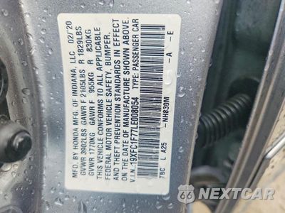 Zdjęcie 12 z 12 samochodu: 2020 HONDA CIVIC EXL VIN:19XFC1F77LE008054 - miniatura