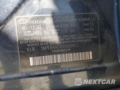 Zdjęcie 12 z 12 samochodu: 2013 HYUNDAI SONATA GLS VIN:5NPEB4ACXDH509912 - miniatura