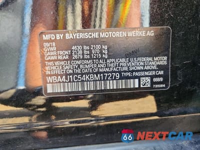 Zdjęcie 12 z 12 samochodu: 2019 BMW 4 SERIES GRAN COUPE VIN:WBA4J1C54KBM17279 - miniatura