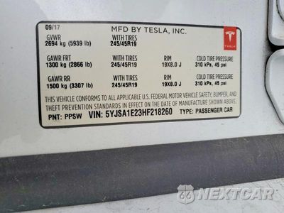 Zdjęcie 13 z 13 samochodu: 2017 TESLA MODEL S VIN:5YJSA1E23HF218260 - miniatura