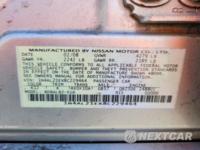 Zdjęcie 12 z 12 samochodu: 2008 NISSAN ALTIMA 2.5 VIN:1N4AL21EX8C229464 - miniatura