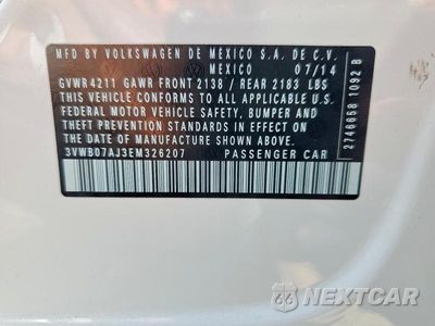 Zdjęcie 12 z 12 samochodu: 2014 VOLKSWAGEN JETTA SE VIN:3VWB07AJ3EM326207 - miniatura