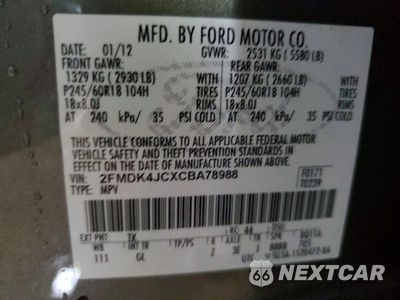 Zdjęcie 13 z 13 samochodu: 2012 FORD EDGE SEL VIN:2FMDK4JCXCBA78988 - miniatura