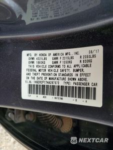 Zdjęcie 12 z 12 samochodu: 2017 HONDA ACCORD EX VIN:1HGCR2F77HA287573 - miniatura