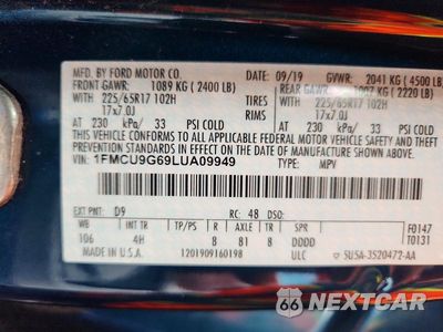 Zdjęcie 13 z 13 samochodu: 2020 FORD ESCAPE SE VIN:1FMCU9G69LUA09949 - miniatura
