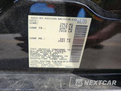 Zdjęcie 12 z 12 samochodu: 2022 NISSAN ALTIMA SV VIN:1N4BL4DV3NN389889 - miniatura