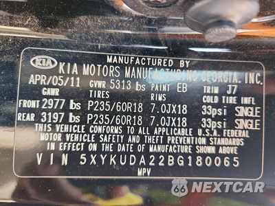 Zdjęcie 13 z 13 samochodu: 2011 KIA SORENTO EX VIN:5XYKUDA22BG180065 - miniatura