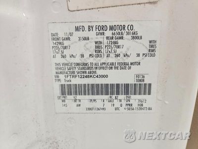 Zdjęcie 12 z 12 samochodu: 2008 FORD F150 VIN:1FTRF12248KC43000 - miniatura