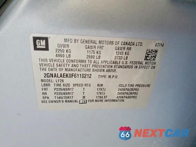 Zdjęcie 13 z 13 samochodu: 2015 CHEVROLET EQUINOX LS VIN:2GNALAEK0F6110212 - miniatura