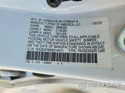 Zdjęcie 12 z 12 samochodu: 2022 HONDA INSIGHT EX VIN:19XZE4F58NE014472 - miniatura