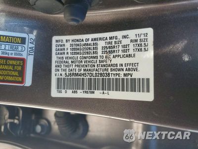 Zdjęcie 13 z 13 samochodu: 2013 HONDA CR-V EX VIN:5J6RM4H57DL028038 - miniatura